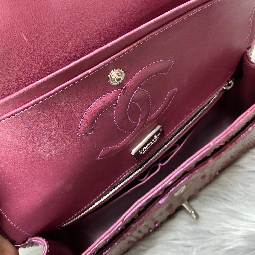 Chanel Small Purple Python Flap Bag, Silver Hardware - Picture 3 of 3